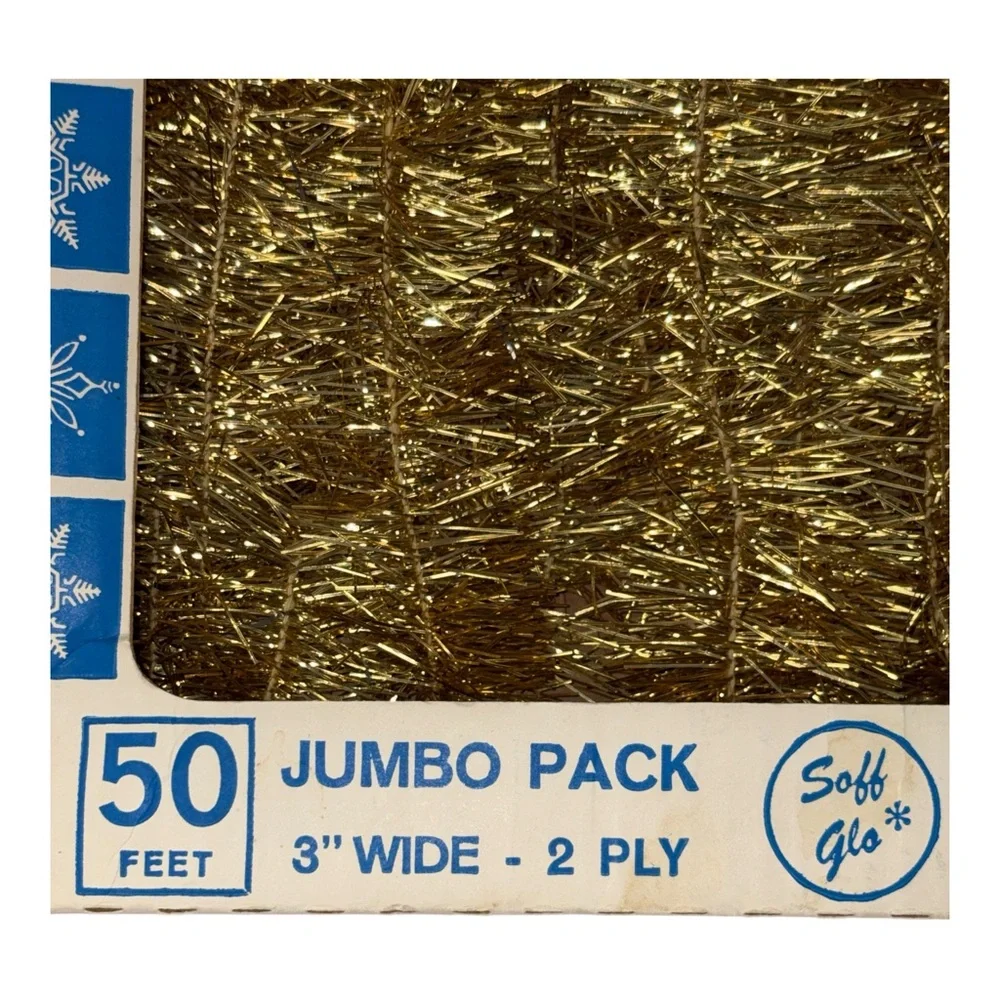 New Vintage Gold Tinsel Garland 50 Ft x 3